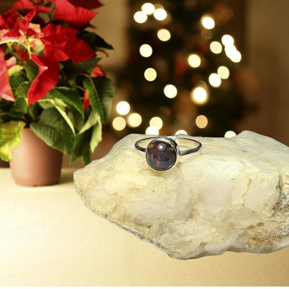 Sterling Silver Ethiopian Black Opal Ring | New | Size 6.5 | Holiday Gift Ready - Picture 4 of 4